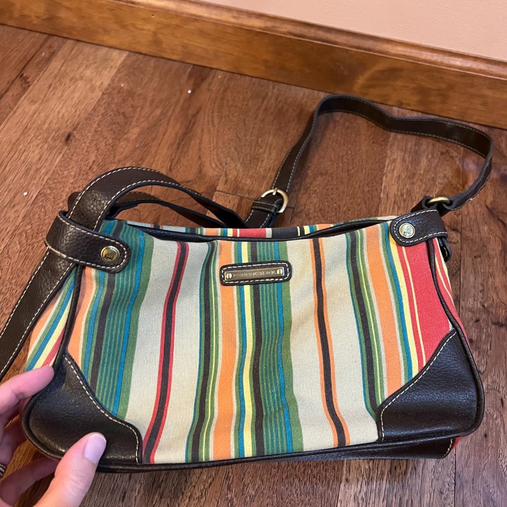 Carribean Joe Island Supply Canvas Striped purse shoulder bag - Picture 1 of 6